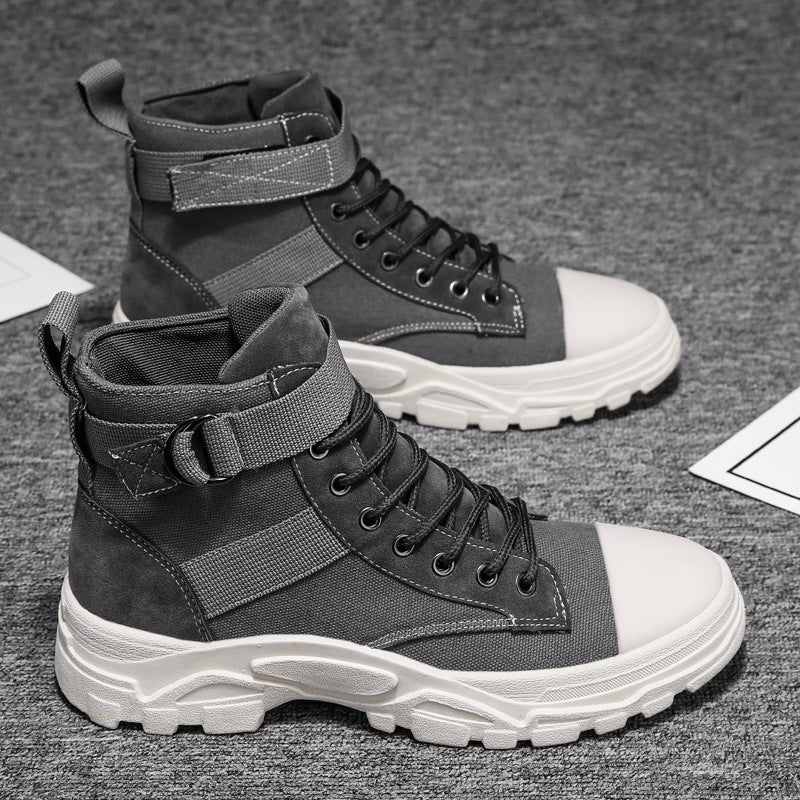 2025 Spring Casual Men'S Shoes High-Top Canvas Martin Boots Winter Korean Style Fashionable Outdoor Tooling Boots Men'S Trendy Shoes - Image 1