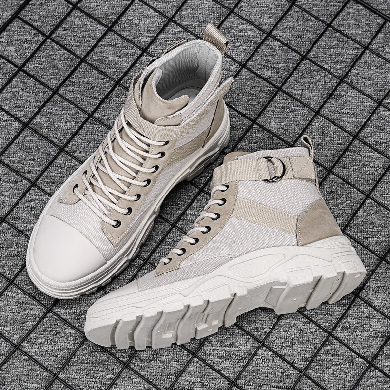 2025 Spring Casual Men'S Shoes High-Top Canvas Martin Boots Winter Korean Style Fashionable Outdoor Tooling Boots Men'S Trendy Shoes - Image 5