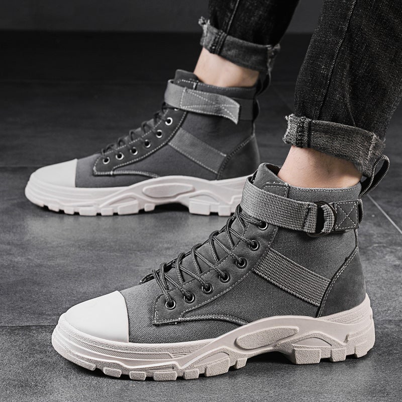 2025 Spring Casual Men'S Shoes High-Top Canvas Martin Boots Winter Korean Style Fashionable Outdoor Tooling Boots Men'S Trendy Shoes - Image 3