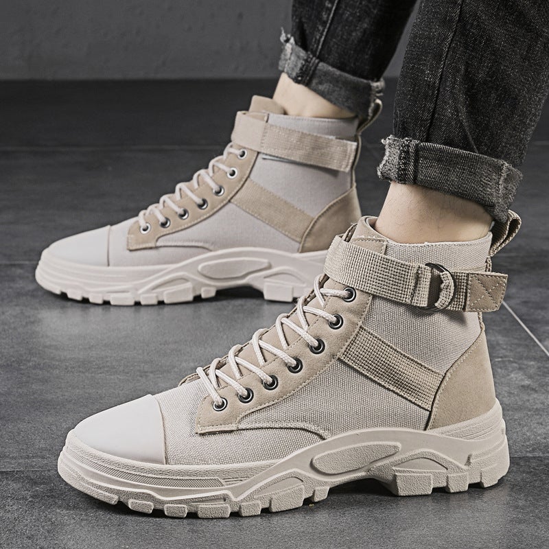 2025 Spring Casual Men'S Shoes High-Top Canvas Martin Boots Winter Korean Style Fashionable Outdoor Tooling Boots Men'S Trendy Shoes - Image 2