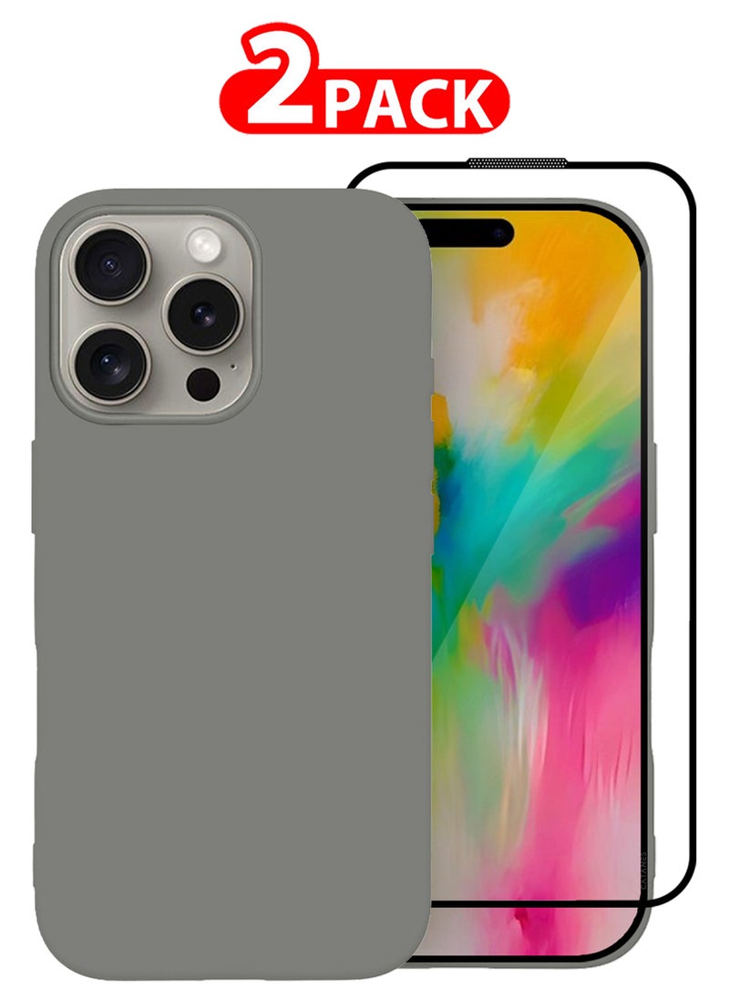 CATANES (for iPhone 16 Pro) 2 Pack Case and Screen Protector, Slim Silicone Case, Full Covered Anti Scratch Shockproof Protective Cover  - Image 1