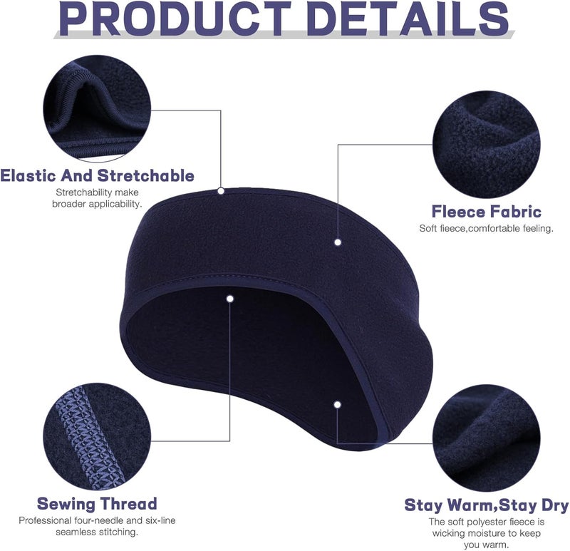 Komake Ear Warmers Headband, Fleece Earmuffs Running Headband Winter Ear Covers Moisture Wicking Ski Sport Headband for Men & Women (19.2 inches, One Size, Cycling) - Image 3