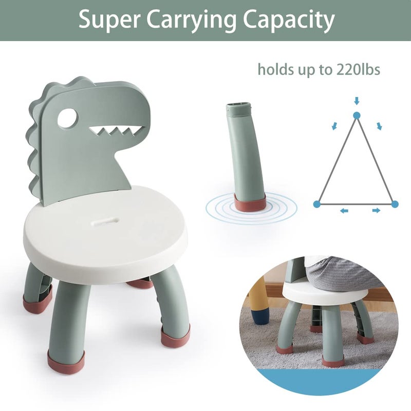 Sunkaioo Toddler Chair,Plastic Kids Dino Chair,Sturdy Durable and Lightweight Toddler's Activity Chairs,Anti-Slip Ergonomic Design Kids Step Stool,Indoor or Outdoor Use for Boys Girls Aged 1+ (Green) - Image 3