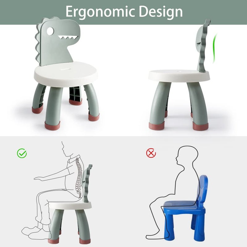 Sunkaioo Toddler Chair,Plastic Kids Dino Chair,Sturdy Durable and Lightweight Toddler's Activity Chairs,Anti-Slip Ergonomic Design Kids Step Stool,Indoor or Outdoor Use for Boys Girls Aged 1+ (Green) - Image 4