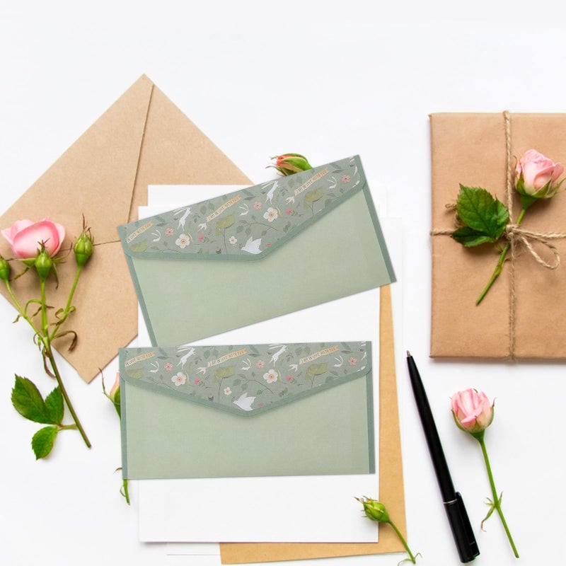 Retro Floral Writing Paper and Envelopes Set 90 Pcs with Mint Green Envelopes for Letters - Image 5