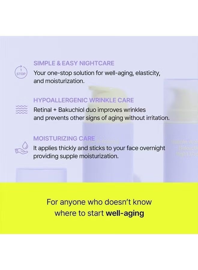 By Wishtrend Vitamin A-mazing Bakuchiol Night Cream, Retinal moisturizer to start well-aging, Retinol, Night treatment for fine line, saggy, dry skin for sensitive skin, 1.05 oz, 30g - Image 2
