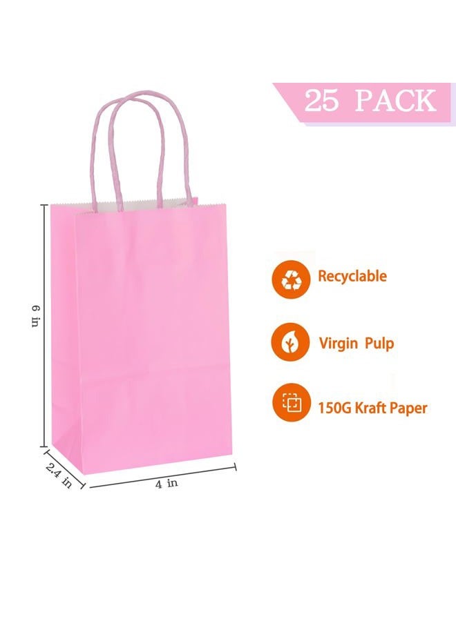 AZOWA (Light Pink(12 Pcs)(4.3''x 2.3''x 5.9'')) - Gift Bags Mini Kraft Paper Bags With Handles(Light Pink, 25 Pcs) - Image 2