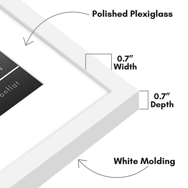 Americanflat 16x20 Picture Frame with Polished Plexiglass - Use as 11x14 Frame with Mat or Display 16x20 Photo Without Mat - Streamline Collection - Thin Border Picture Frames for Wall - White - Image 3