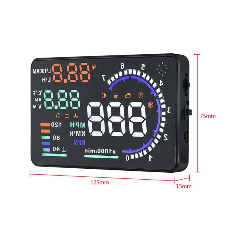EIMSOAH 5.5inch Car HUD Car, Auto Windshield Screen Speed Display, OBD 2 EU OBD Compatible, with Driving Mileage Measurement for Cars - Image 2