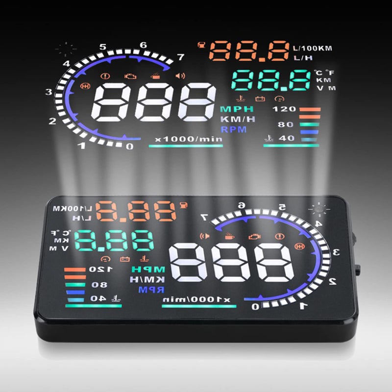 EIMSOAH 5.5inch Car HUD Car, Auto Windshield Screen Speed Display, OBD 2 EU OBD Compatible, with Driving Mileage Measurement for Cars - Image 1