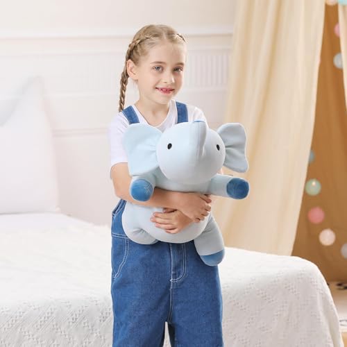 WeBingo 24" | 4.2 Pounds Blue Elephant Weighted Stuffed Animals - Cute Weighted Plush Toy Comfort Weighted Plush Pillow Gifts for Kids & Adults (24" | 4.2 lbs, Blue Elephant) - Image 2