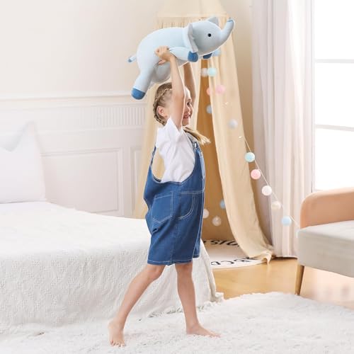 WeBingo 24" | 4.2 Pounds Blue Elephant Weighted Stuffed Animals - Cute Weighted Plush Toy Comfort Weighted Plush Pillow Gifts for Kids & Adults (24" | 4.2 lbs, Blue Elephant) - Image 4