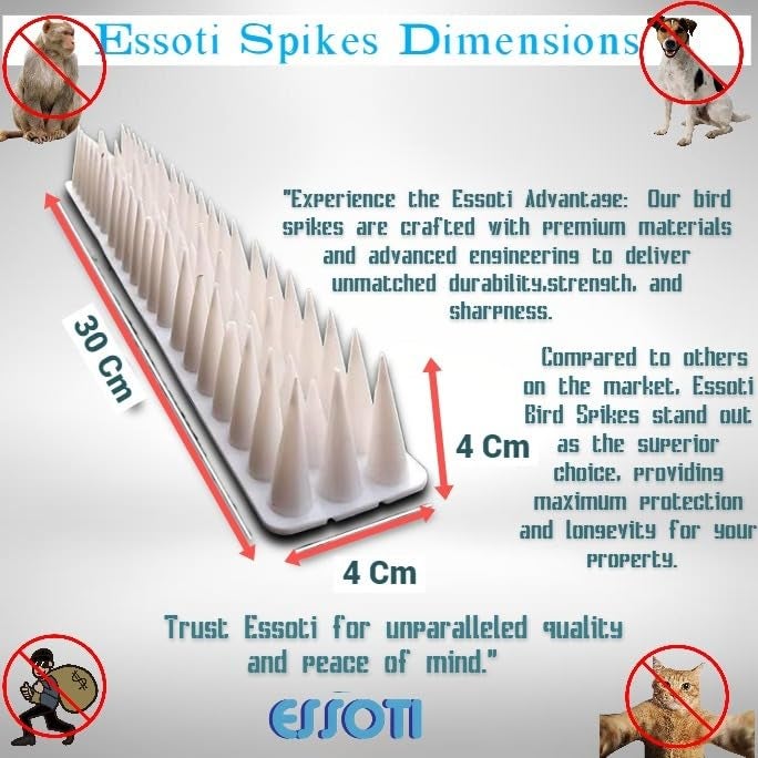 Essoti Guard: Universal Spike Deterrent for Monkeys, Dogs, Cats, Birds Pack of 50- Ideal for Railings, AC Units, and More! (White, 50) - Image 2