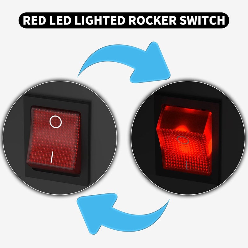 DAIERTEK 12V 30A Rocker Switch 4 Pin Red LED Lighted Rocker Toggle Switch DPST Heavy Duty 30 Amp 12 Volt Rocker Switch KCD2 KCD4-5pcs - Image 3