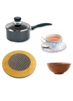Spaceshoop Natural Bamboo Home Kitchen Table Heat Pad Hot Pots Bowl Pan Cookware Trivet Pot Holder Heat for Coffee, Tea etc 4pcs - Square  - Image 2