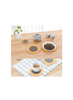 Spaceshoop Natural Bamboo Home Kitchen Table Heat Pad Hot Pots Bowl Pan Cookware Trivet Pot Holder Heat for Coffee, Tea etc 4pcs - Square  - Image 4
