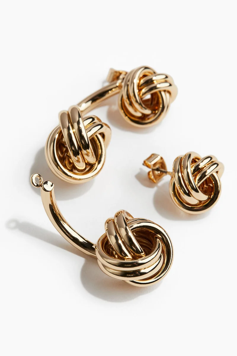 اتش اند ام Knot-Detail Front And Back Earrings