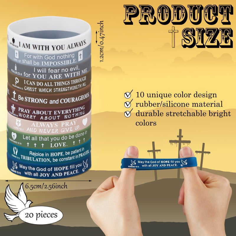Cholemy 160 Pcs Christian Party Favors Include 100 Stickers, 20 Silicone Wristbands, 20 Bible Verse Bookmarks, 20 Keychain Bulk for Christian Prizes Religious Gift(Inspirational Style) - Image 2