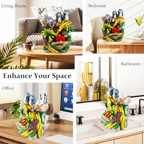 BIANCO Polyresin Waterfall Fountain with LED Lights & Adjustable Speed Control for Living Room, Bedroom & Office 25.5 Cm | Stress Relief & Positive Energy Décor | Tabletop Water Fountain (GHF316) - Image 5