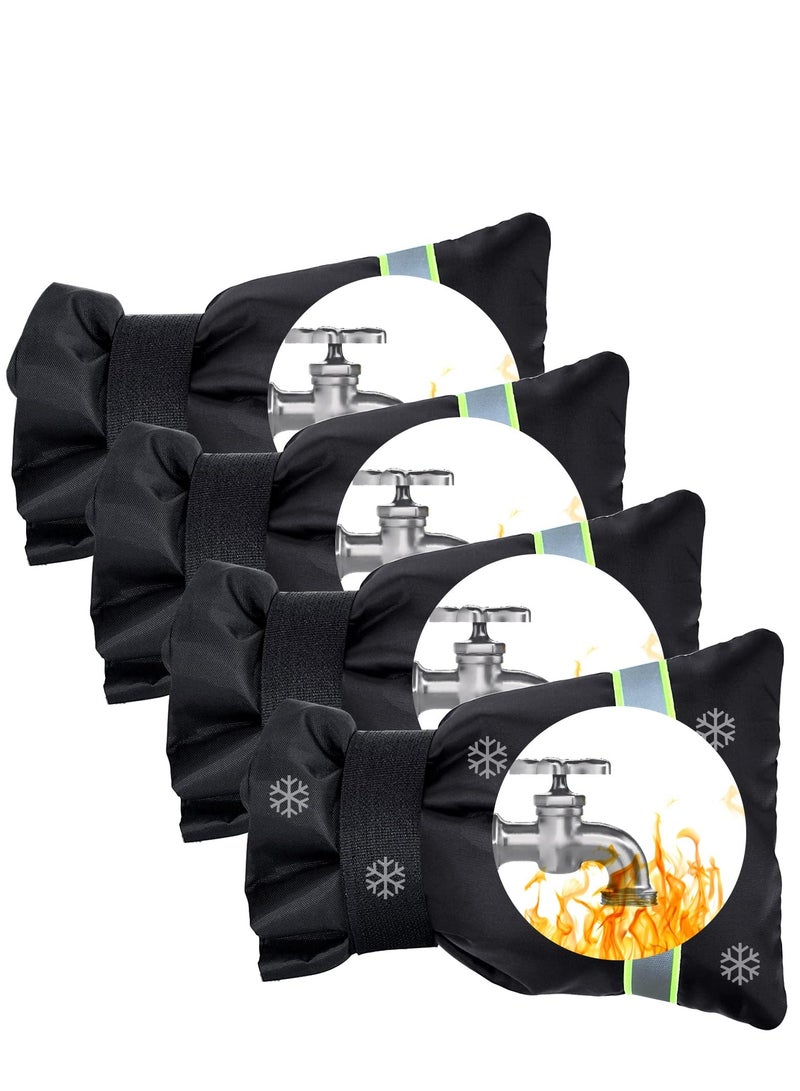 Winter Outdoor Faucet Cover - Insulated Waterproof Spigot Tap Socks with Reflective Strips, 4 Pack for Freeze Protection and Reusable Hose Bib Insulation - Image 1