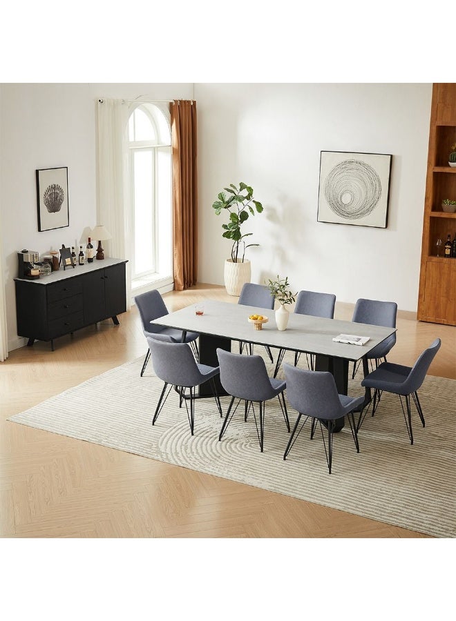 DANUBE HOME Everson 1+8 Stone Top Dining Set – Premium Modern Dining Table With 8 Stylish Chairs, Elegant Living & Dining Room Furniture, Sleek Durable Contemporary Design - Image 1