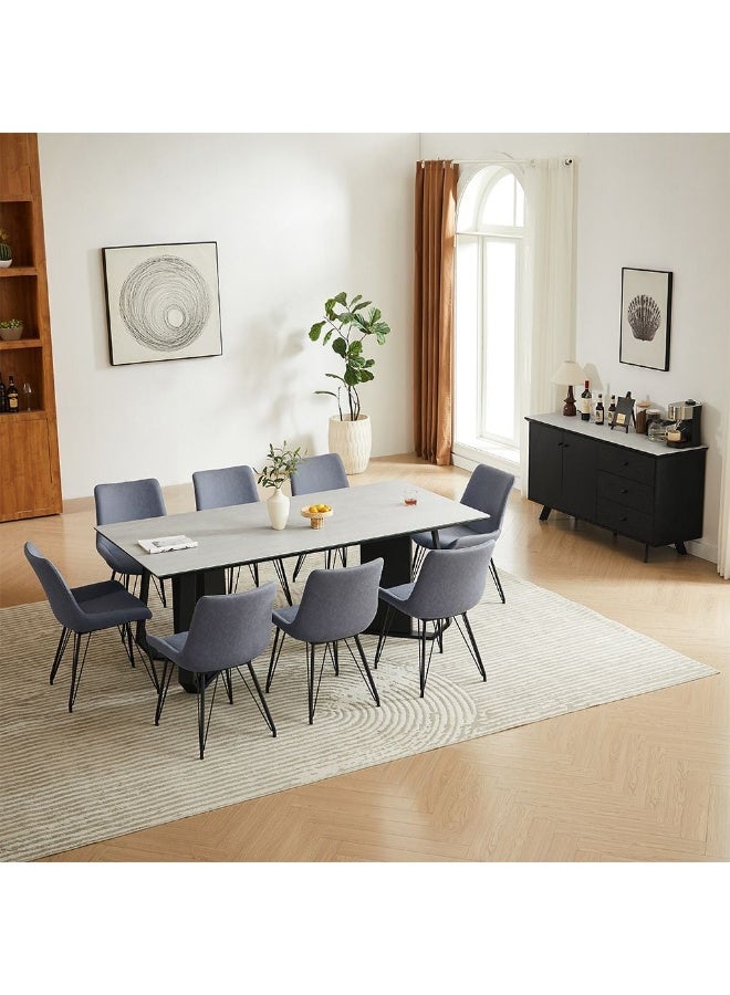 DANUBE HOME Everson 1+8 Stone Top Dining Set – Premium Modern Dining Table With 8 Stylish Chairs, Elegant Living & Dining Room Furniture, Sleek Durable Contemporary Design - Image 2