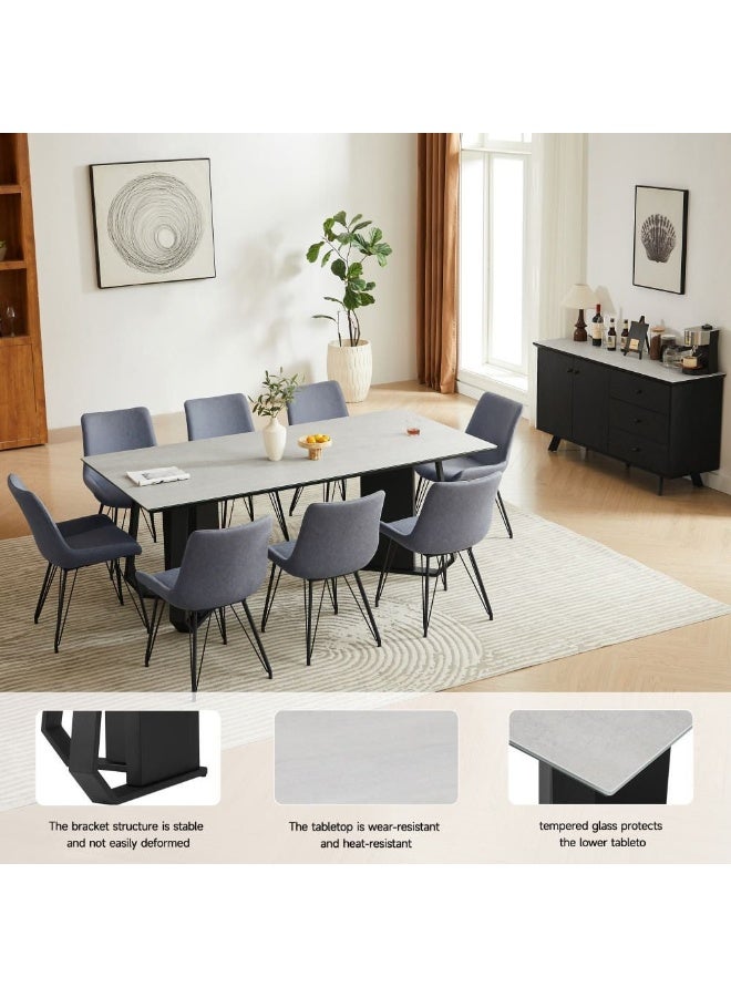 DANUBE HOME Everson 1+8 Stone Top Dining Set – Premium Modern Dining Table With 8 Stylish Chairs, Elegant Living & Dining Room Furniture, Sleek Durable Contemporary Design - Image 3
