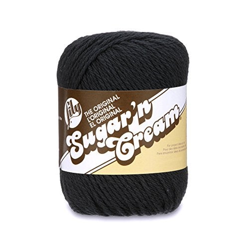Lily Lily 10200100002 Sugar N Cream The Original Solid Yarn 25oz Medium 4 Gauge 100 Cotton  Black  Machine Wash  Dry 