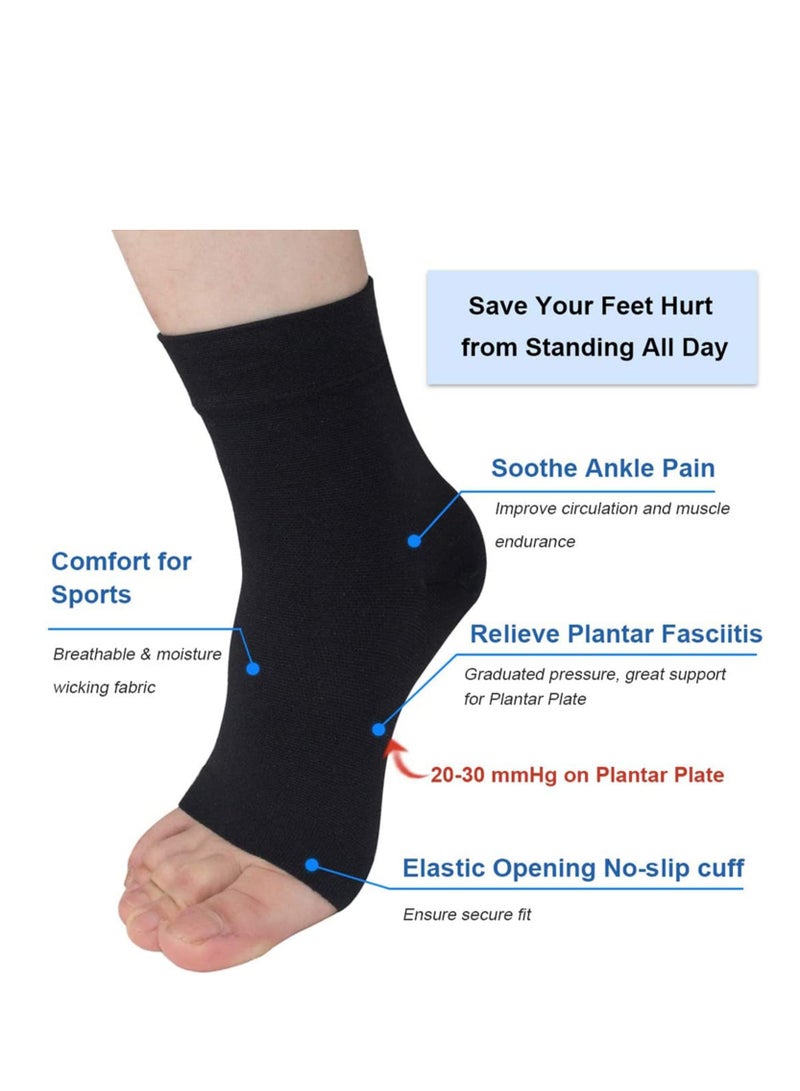 SOLARAE Ankle Compression Sleeve for Sprained Ankles Open Toe –°ompression Socks Breathable Elastic Thin Brace for Swelling Plantar Fasciitis Sprain - Image 2
