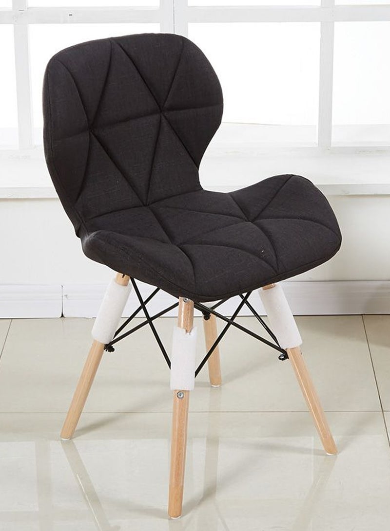 Taimi Modern Fabric Style Fabric Dining Chair with Padded Seat Mid Century Modern Chair, Shell Lounge Fabric Padded Chair with Natural Wooden Legs for Office, Kitchen, Dining, Bedroom, Living Room Side Chair Black - Image 1