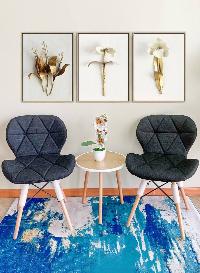 Taimi Modern Fabric Style Fabric Dining Chair with Padded Seat Mid Century Modern Chair, Shell Lounge Fabric Padded Chair with Natural Wooden Legs for Office, Kitchen, Dining, Bedroom, Living Room Side Chair Black - Image 3
