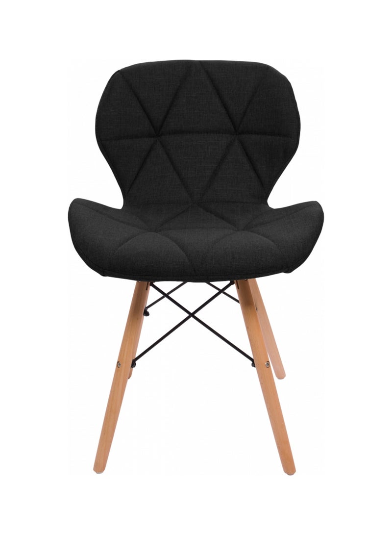 Taimi Modern Fabric Style Fabric Dining Chair with Padded Seat Mid Century Modern Chair, Shell Lounge Fabric Padded Chair with Natural Wooden Legs for Office, Kitchen, Dining, Bedroom, Living Room Side Chair Black - Image 4