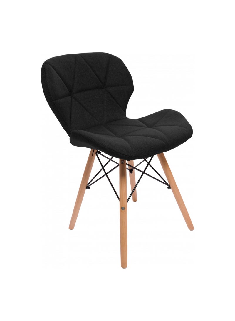 Taimi Modern Fabric Style Fabric Dining Chair with Padded Seat Mid Century Modern Chair, Shell Lounge Fabric Padded Chair with Natural Wooden Legs for Office, Kitchen, Dining, Bedroom, Living Room Side Chair Black - Image 5