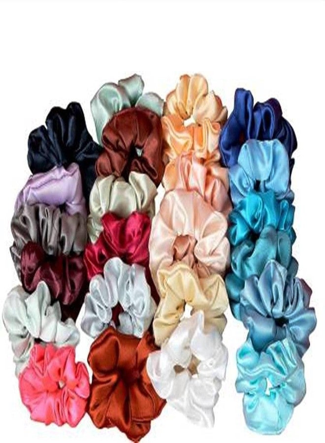 Kalaneet Multicolor Pack of 6 Satin Solid Hair Scrunchies, - Image 2