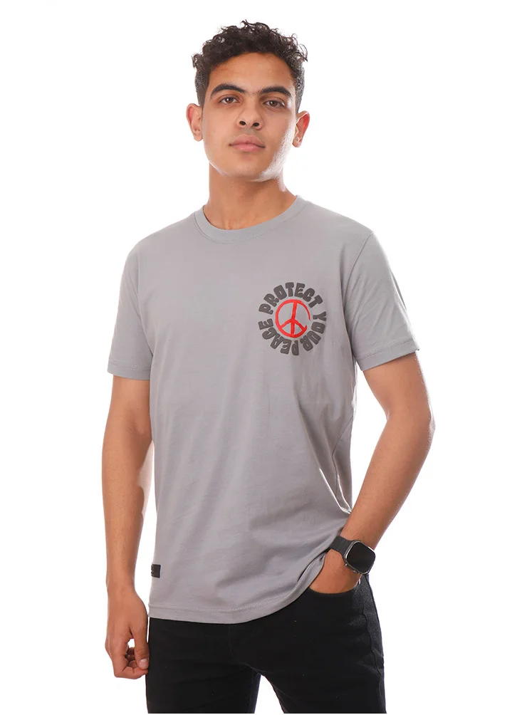 Coup Coup - Printed Slim Fit T-Shirt - Grey