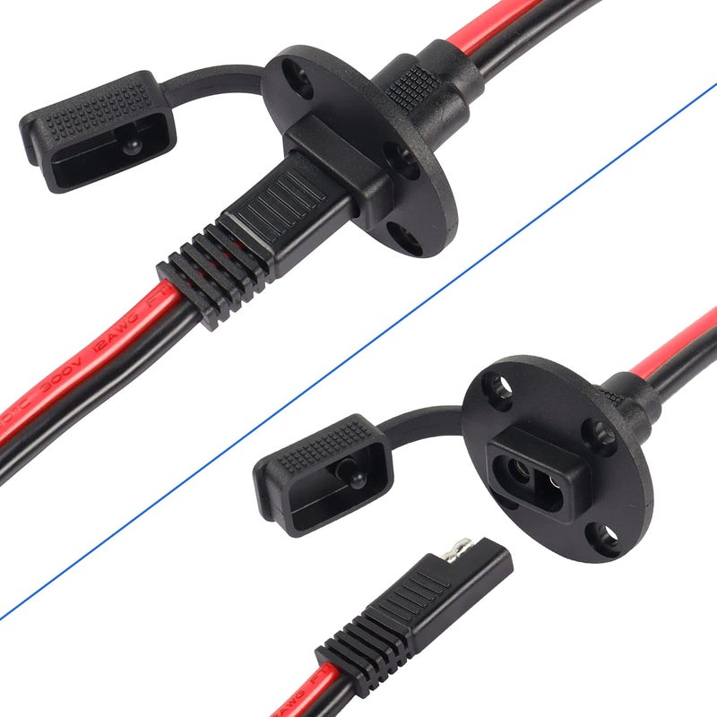 CERRXIAN 03m 10awg SAE Mount Panel Solar Socket Sidewall Port Cable  03m 10awg SAE 2 PIN Connector Extension Cable with O Ring2Pack1a2a - Image 5