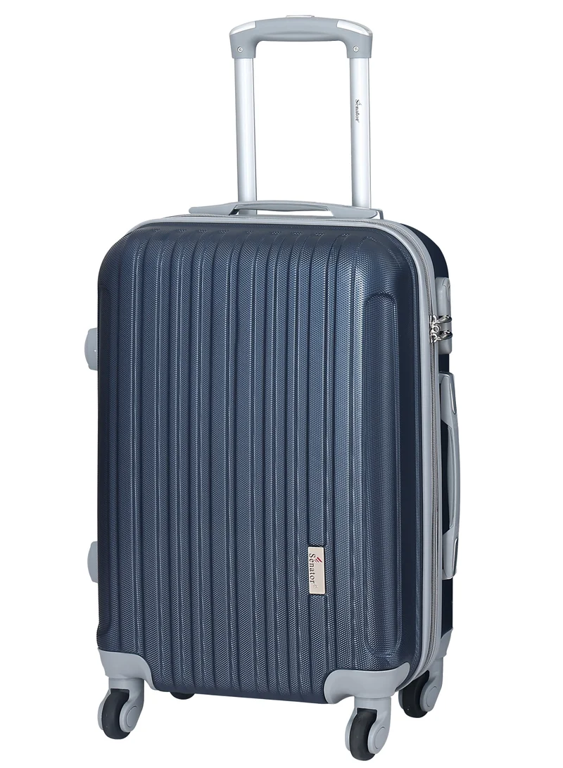 SENATOR Hard Case Travel Bag Cabin Luggage Trolley ABS Lightweight Suitcase with 4 Spinner Wheels KH132, Navy Blue