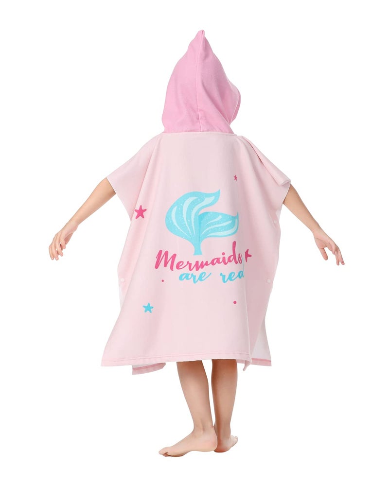 Athaelay Soft Microfiber Swim Cover-ups for 3 to 10 Years Old Kids Hooded Bath Towels Girls' Mermaid Beach Cape - Image 2