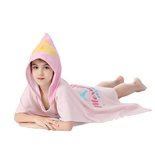 Athaelay Soft Microfiber Swim Cover-ups for 3 to 10 Years Old Kids Hooded Bath Towels Girls' Mermaid Beach Cape - Image 4
