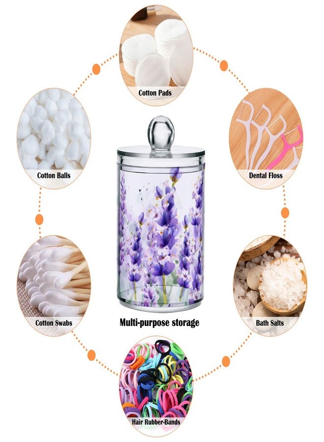 BOENLE 2 Pack Qtip Holder Dispenser Purple Lavender Storage Canister Bathroom Acrylic Plastic Apothecary Jars Vanity Organizer Lid for Cotton Swab/Ball/Pad - Image 3