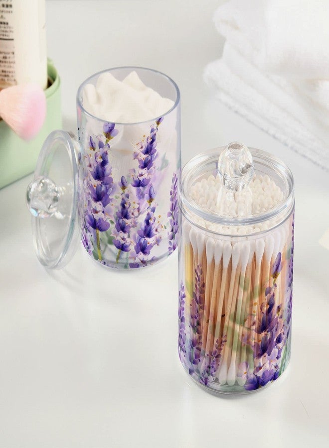 BOENLE 2 Pack Qtip Holder Dispenser Purple Lavender Storage Canister Bathroom Acrylic Plastic Apothecary Jars Vanity Organizer Lid for Cotton Swab/Ball/Pad - Image 4