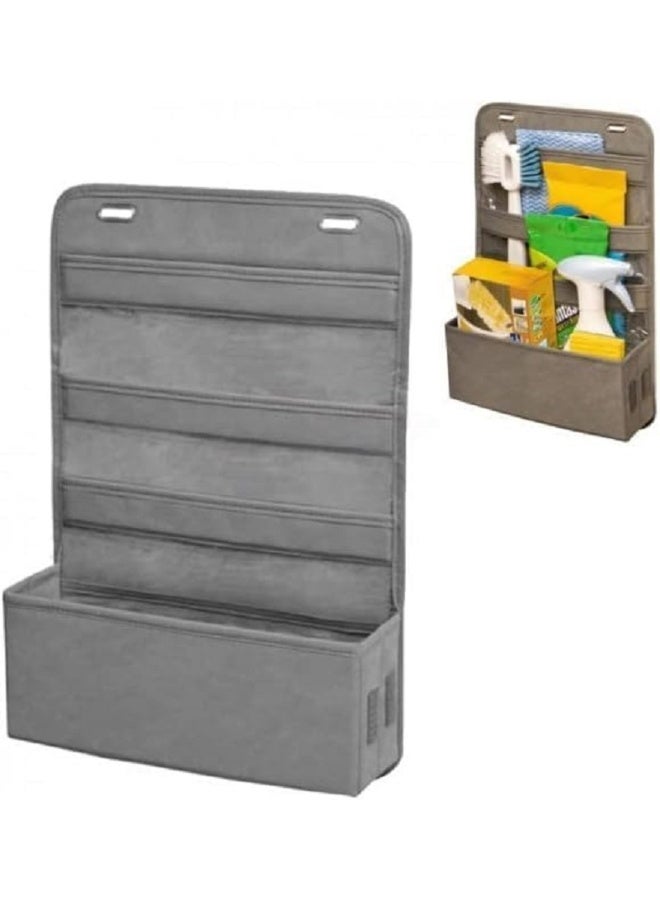 منظم معلق للباب مقسم إلى 3 جيوب ورف موفر للمساحة قماش لتنظيم العدد والأدوات ومستلزمات التنظيف وغيرها يعلق على الدلفة أو الباب من الداخل للأغراض المخفية - Image 1