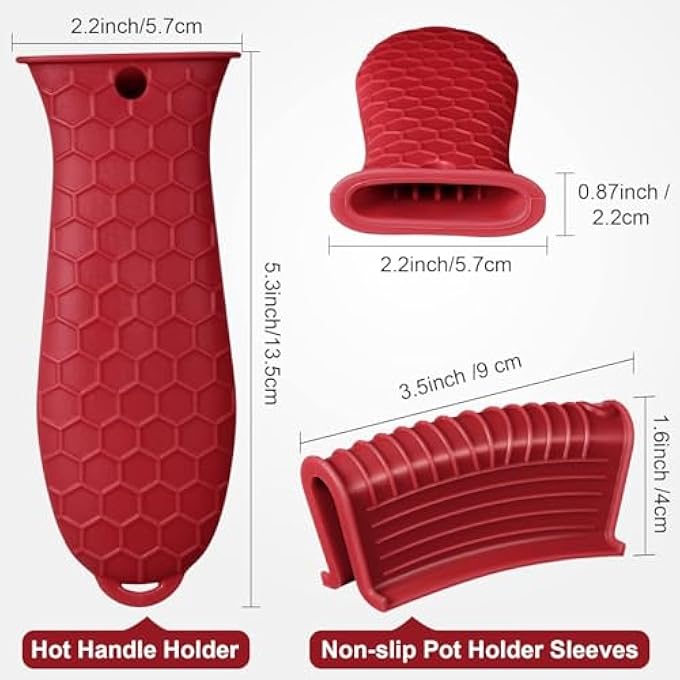 Khazna حامل مقبض ساخن من السيليكون، أغطية مقابض الأواني غير القابلة للانزلاق، غطاء مقبض من الحديد الزهر المقاوم للحرارة، مقبض أواني الطهي لمقلاة الحديد الزهر، 8 قطع - Image 3