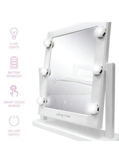 Olivia Rose Vanity Mirror With Lightslighted Makeup Mirror Large Mirror Hollywood Style White Silver  - Image 2