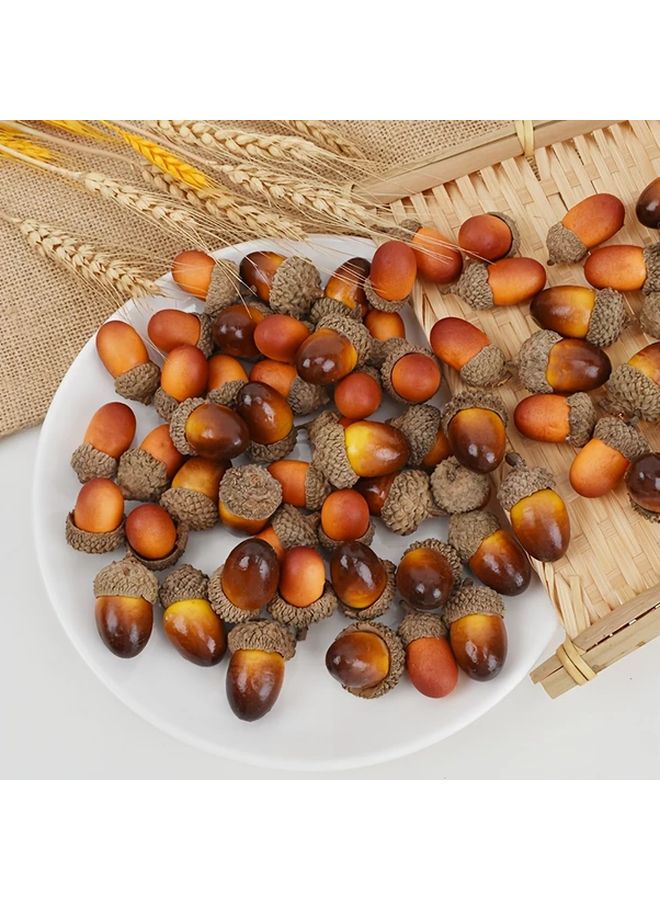 براون فوم أكورنز ١٠٠ قطعة ديكورات عطلات DIY لعيد الميلاد عيد الشكر الهالوين - Image 5