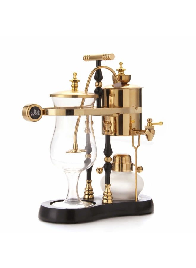 Diguo صانعة قهوة بلجيكية/بلجيكية للعائلة بتوازن سيفون/سايفون، تصميم أنيق مع محور مزدوج الحواف ومقبض على شكل حرف تي (أسود وذهبي مصري) - Image 2