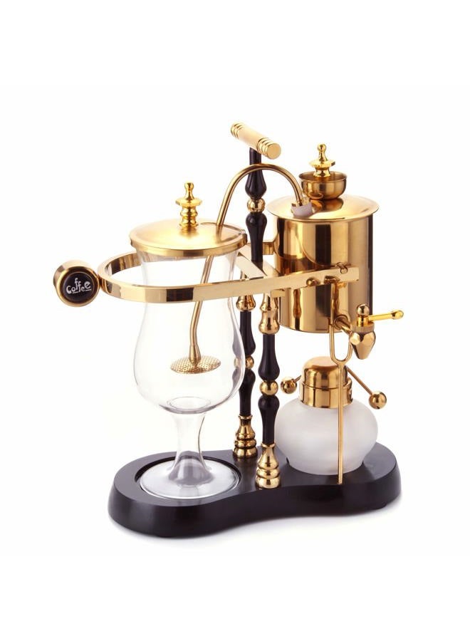 Diguo صانعة قهوة بلجيكية/بلجيكية للعائلة بتوازن سيفون/سايفون، تصميم أنيق مع محور مزدوج الحواف ومقبض على شكل حرف تي (أسود وذهبي مصري) - Image 1