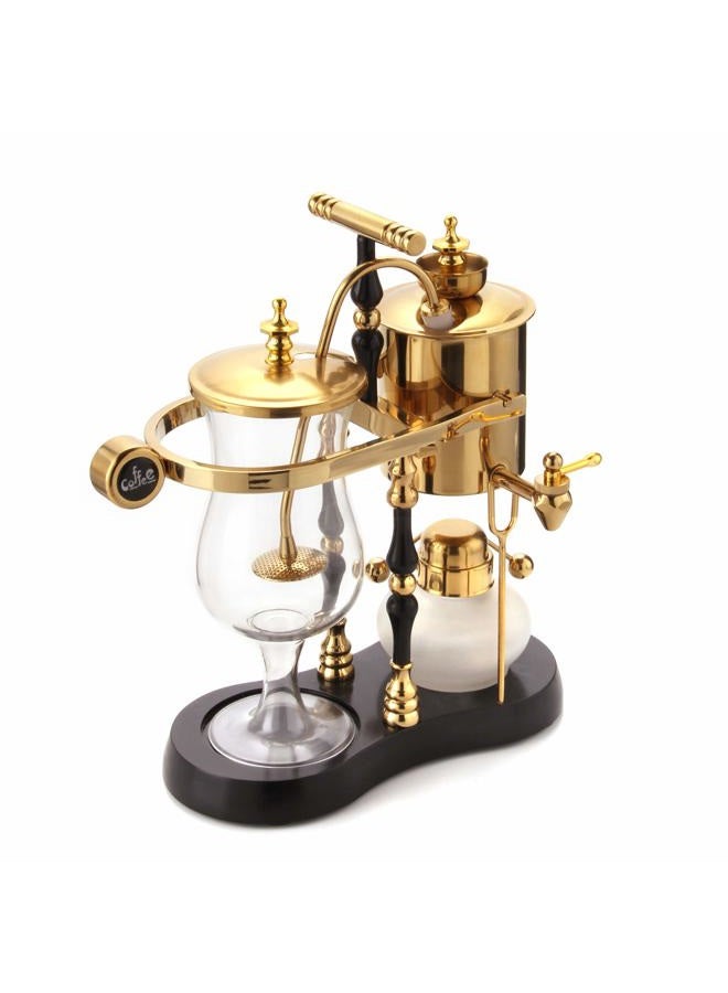 Diguo صانعة قهوة بلجيكية/بلجيكية للعائلة بتوازن سيفون/سايفون، تصميم أنيق مع محور مزدوج الحواف ومقبض على شكل حرف تي (أسود وذهبي مصري) - Image 3