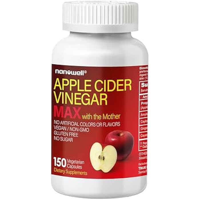 NANOWELL Apple Cider Vinegar Max with The Mother - Detox & Wellness Supplement with 1,800 mg Proprietary Blend with Ceylon Cinnamon, Ginger & Cayenne - 150 Capsules, 50 Day Supply - Image 1