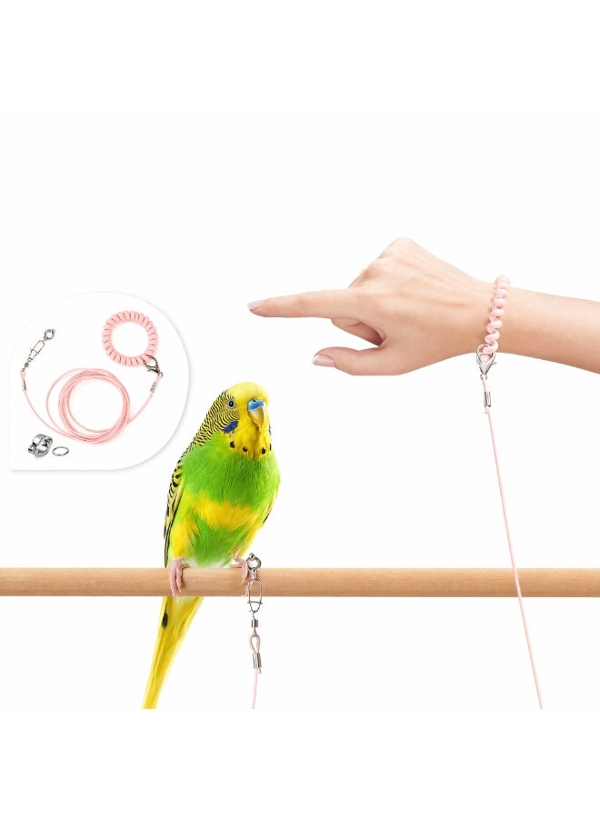 Bird Training Leash, Adjustable Parrot Flying Strap Rope Universal Flying Traction Lead Durable Outing Gadget Outdoor Training Toy for Birds, Parrot, Cockatiel, Parakeet, Lory, 3m elastic flying rope No. 6 foot ring(Pink) - Image 3